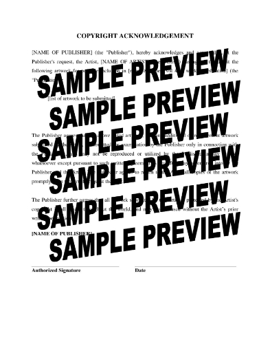 Acknowledgement of Copyright in Artwork