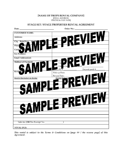 Stage Set and Props Rental Agreement
