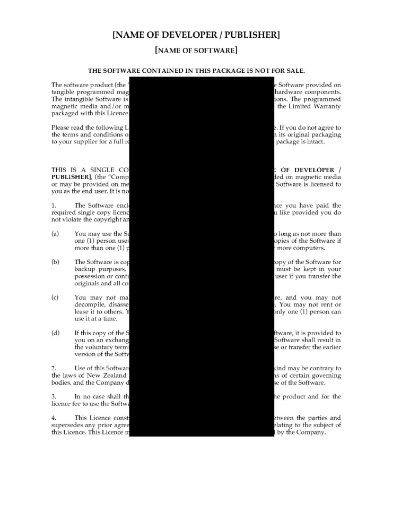 New Zealand End User Software Licence Agreement
