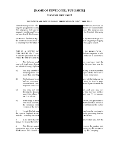 Picture of End User Software Licence Agreement | UK