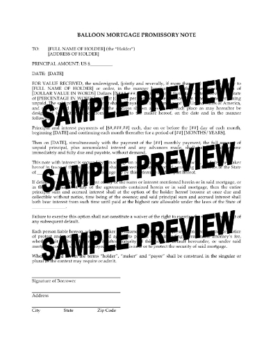 USA Balloon Mortgage Promissory Note