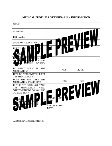 Pet Medical Profile and Veterinarian Information