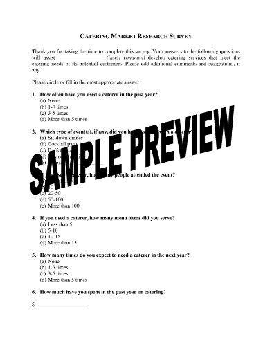 Catering Market Research Survey