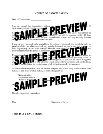 Picture of USA Notice of Cancellation