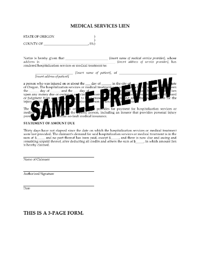 Oregon Medical Services Lien