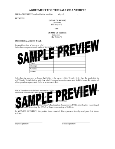 Picture of UK Vehicle Sale Agreement