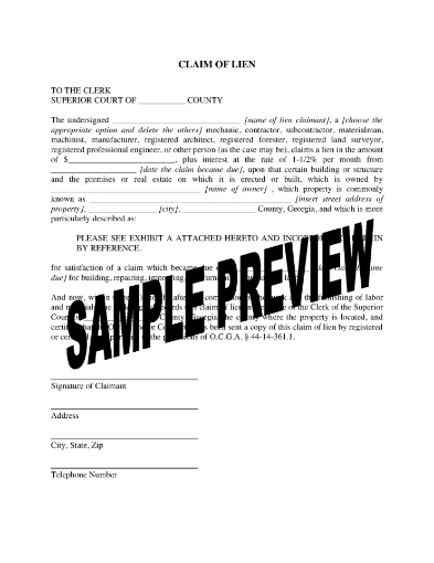 Georgia Claim of Lien