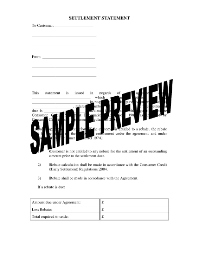 Picture of UK Customer Settlement Statement