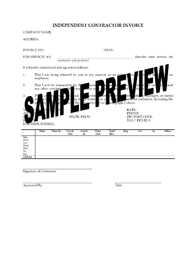 Independent Contractor Invoice Form