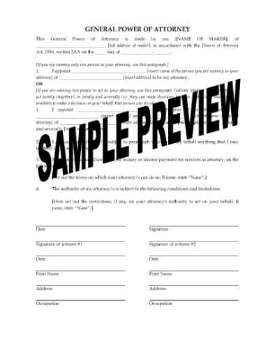 Picture of ACT General Power of Attorney