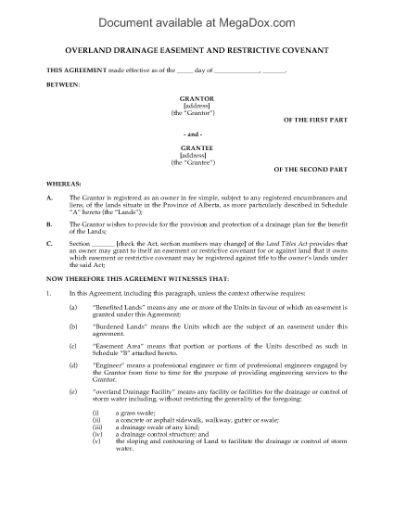 Picture of Alberta Overland Drainage Easement and Restrictive Covenant