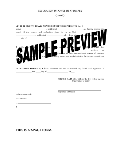 Picture of Revocation of Power of Attorney | India