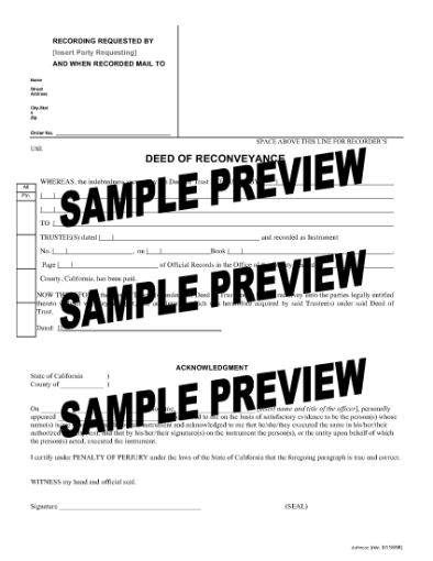 Picture of California Deed of Reconveyance