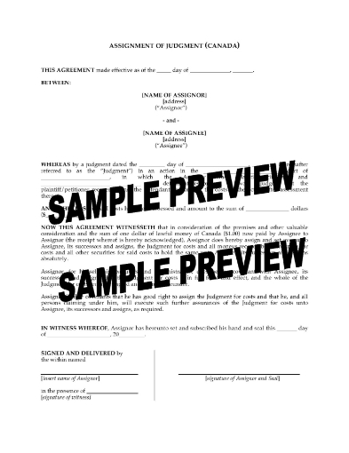 Assignment of judgment in a civil case in Canada