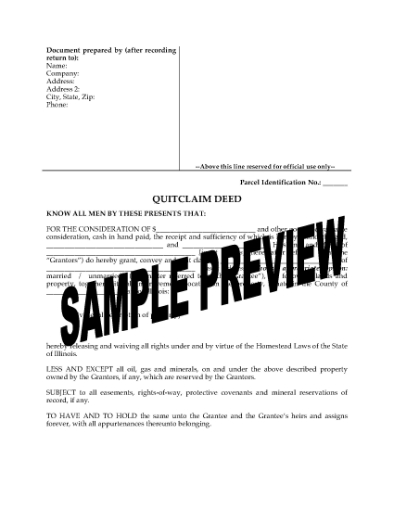 Picture of Illinois Quitclaim Deed from Husband and Wife to Individual