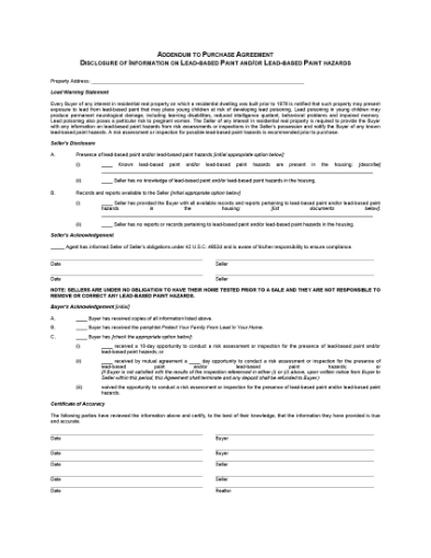 Picture of Lead Based Paint Disclosure | USA