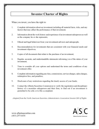 Picture of Alberta Investor Charter of Rights