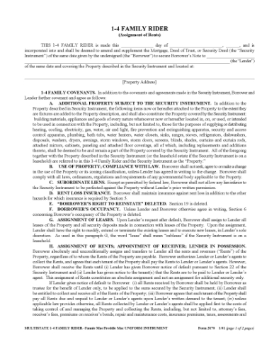 Picture of Multistate 1-4 Family Mortgage Rider | USA