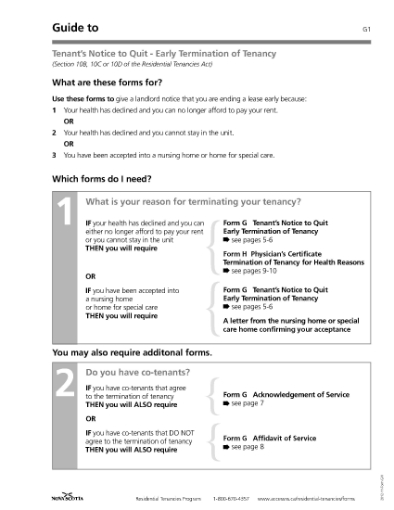 Picture of Nova Scotia Tenant's Notice to Quit - Early Termination