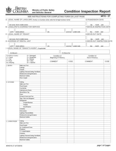 Picture of British Columbia Condition Inspection Report