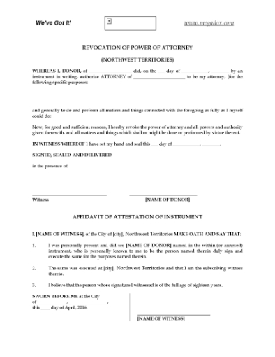 Picture of NWT Revocation of Power of Attorney