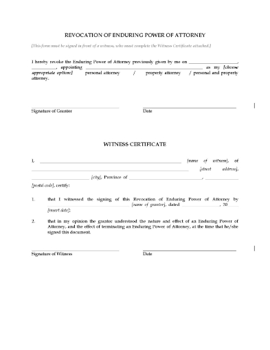 Saskatchewan Revocation of Power of Attorney