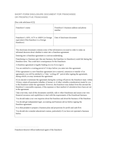 Picture of Information Statement for Prospective Franchisees | Australia