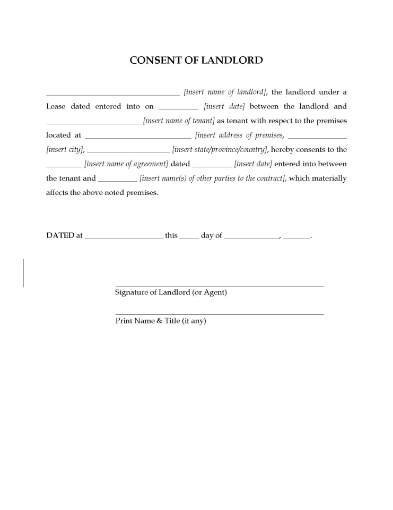 Consent of a landlord under a commercial lease to a tenant contract that affects the leased premises