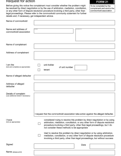 Picture of Request for Action Against Commonhold Corporation | UK
