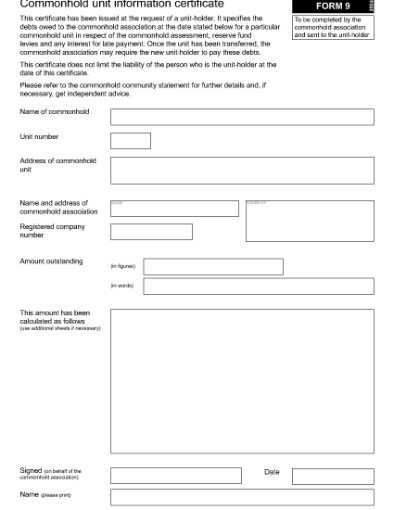 Picture of Commonhold Unit Information Certificate | UK