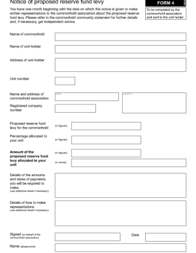 Picture of Notice of Proposed Commonhold Reserve Fund Levy | UK