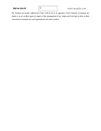 Will Clause to Appoint Trust Company as Trustee