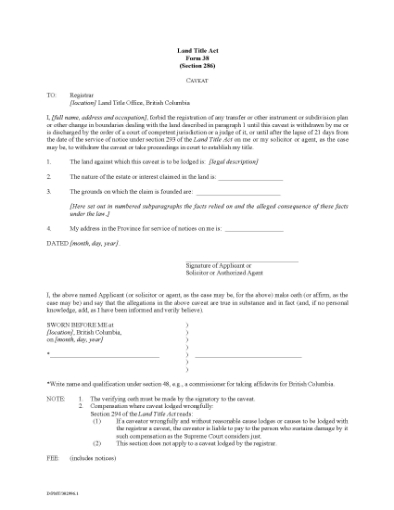 Picture of British Columbia Caveat