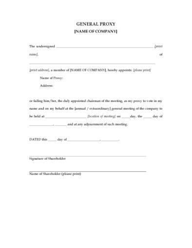 Picture of General Proxy for Annual and Extraordinary Meetings | UK