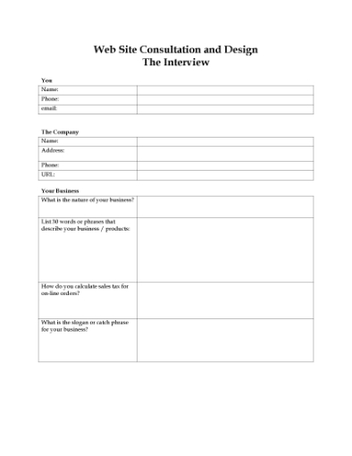 Picture of Website Consultation and Design Questionnaire
