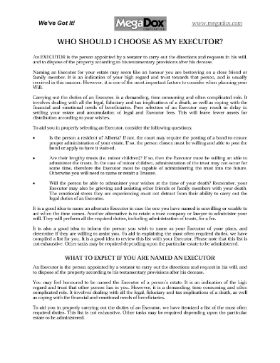 Choosing an Executor or Guardian of Minor Children in Alberta