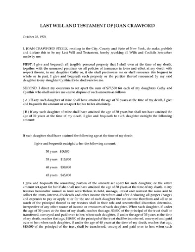 Picture of Joan Crawford Last Will and Testament