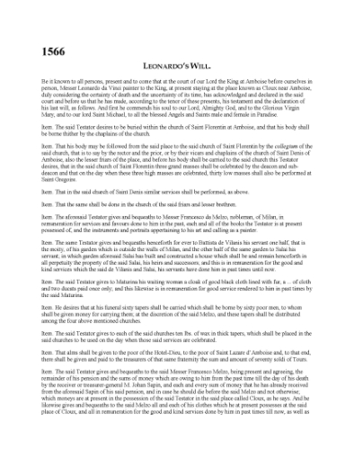 Picture of Leonardo da Vinci Last Will