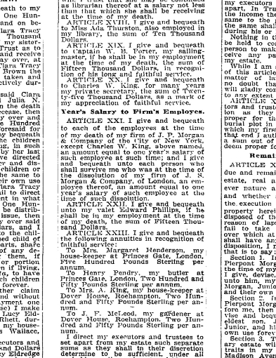 Last Will and Testament of J. Pierpont Morgan