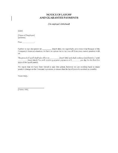 Picture of Notice of Layoff and Guarantee Payments | UK