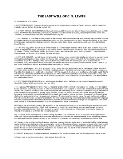 Picture of C. S. Lewis Last Will