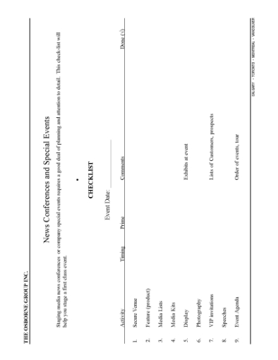 Picture of Checklist for News Conferences and Special Events