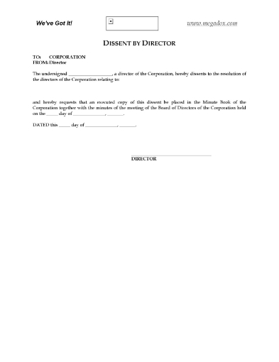 Dissent by Director form