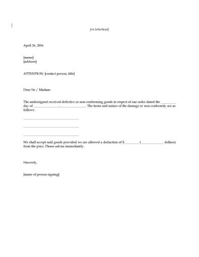 Picture of Acceptance of Damaged Goods with Discount