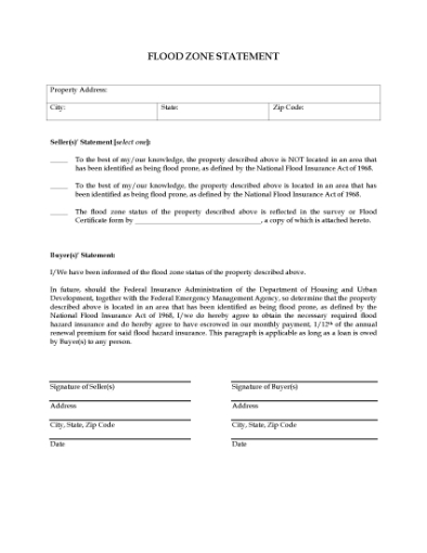 Picture of Flood Zone Statement | USA