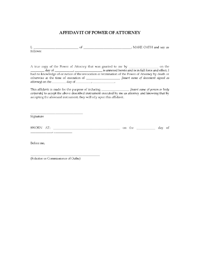 UK affidavit of power of attorney