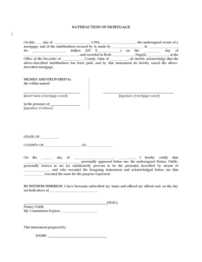 Picture of USA Satisfaction of Mortgage