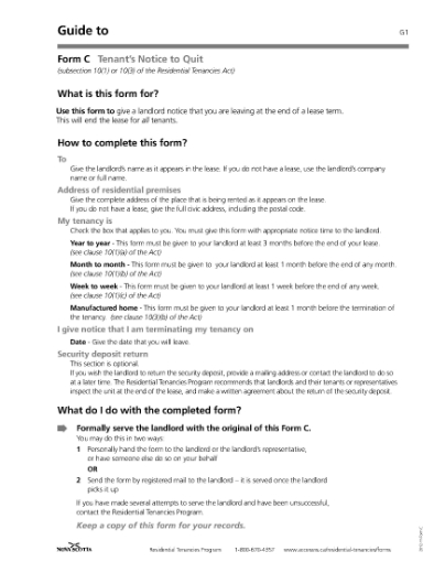 Picture of Nova Scotia Tenant's Notice to Quit