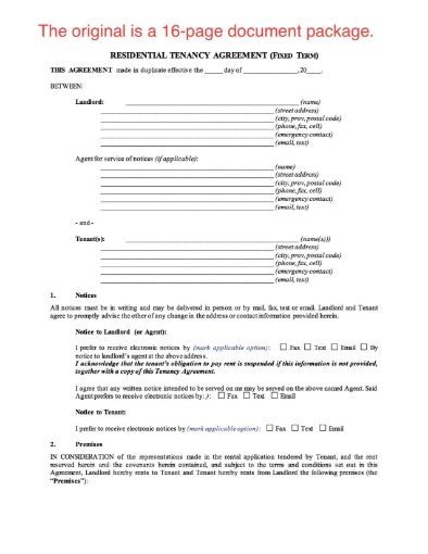 Picture of Saskatchewan Residential Fixed Term Tenancy Agreement