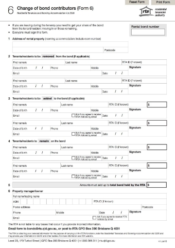QLD change of bond contributors